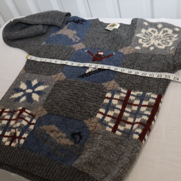 Field Gear Vintage Men's Sweater Winter Ski Theme 100% Wool Size Large Tall Gray - Picture 6 of 7